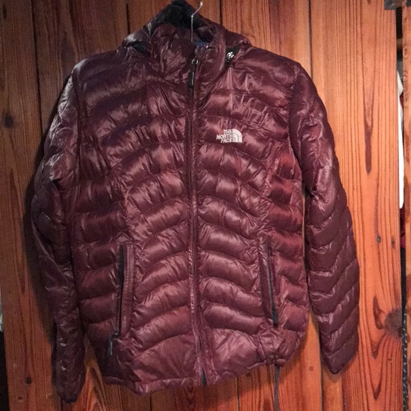 Burgundy North Face Puffer Jacket 